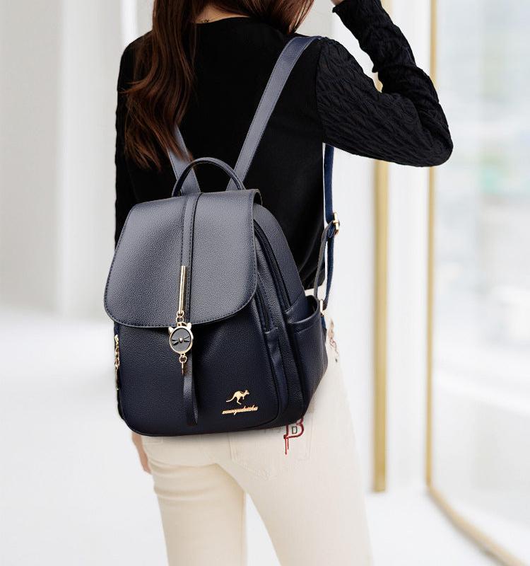 Women's Leather Trendy Backpack