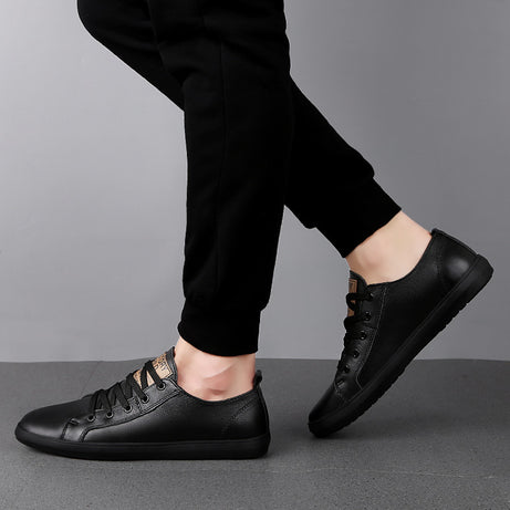 Men's Low-Top Leather Casual Sneakers