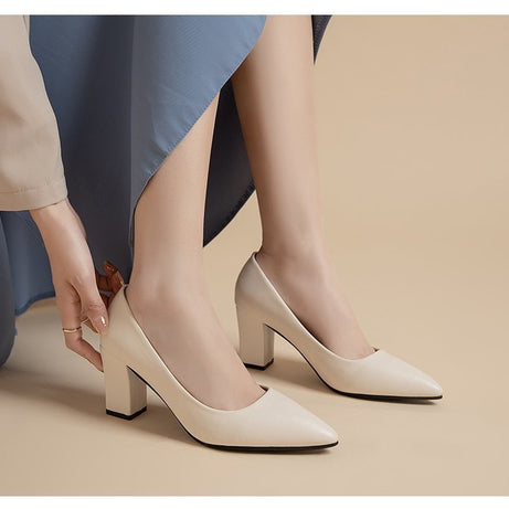 Women's Pointed Head Thick Heel Fashion Shoes