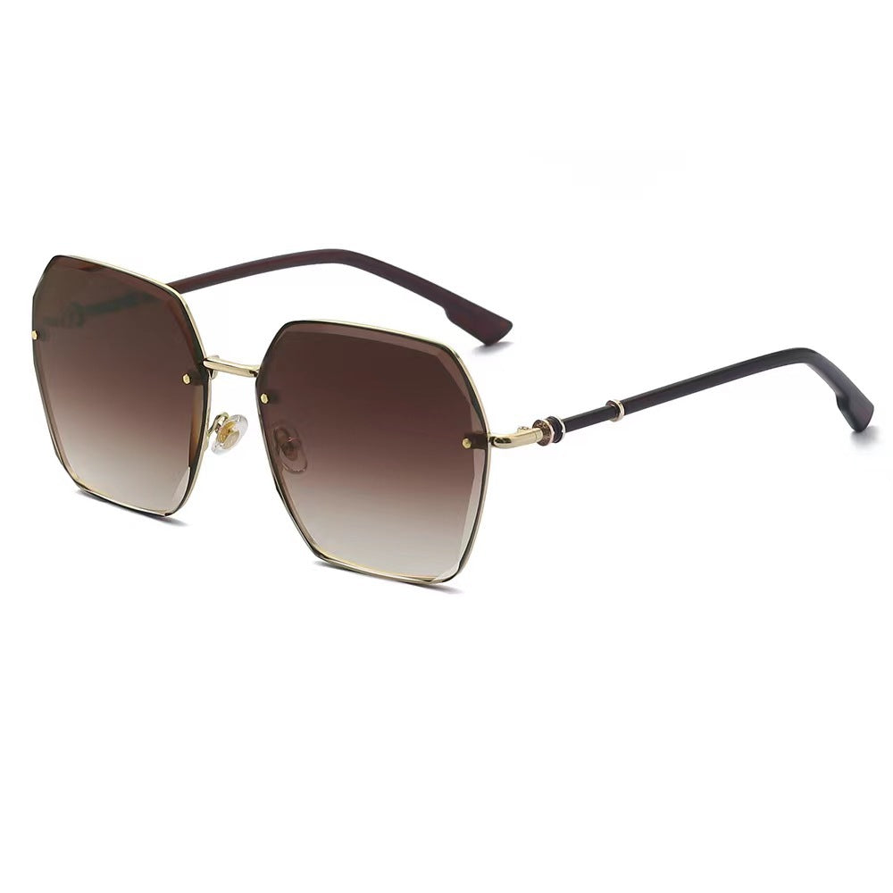 Women's Round Face Thin Large Frame Sunglasses