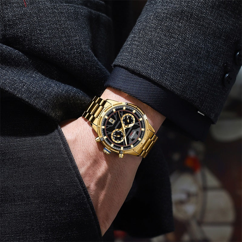 Men's Butterfly Double Snap Buckle   Watch