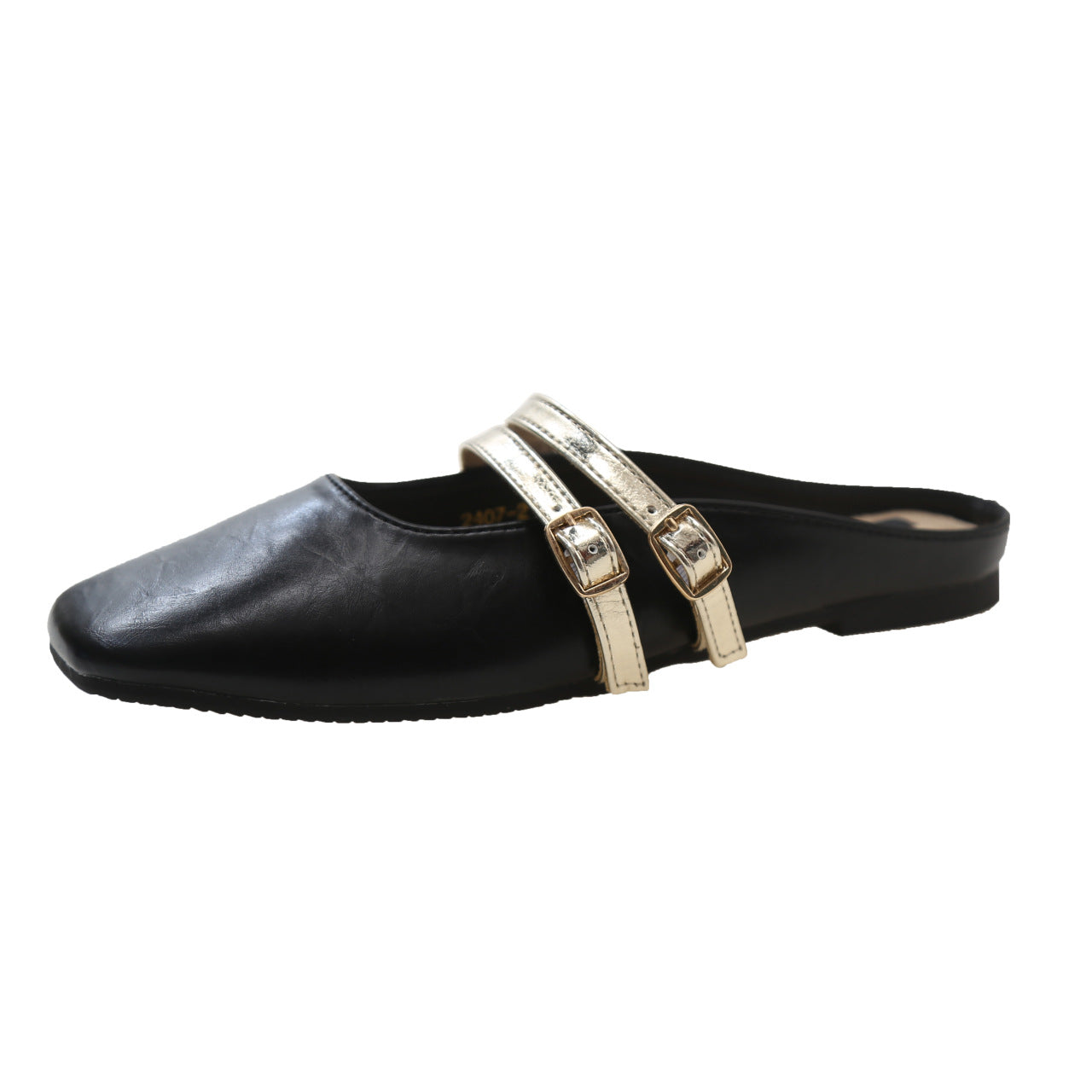 Women's Double Buckle Lazy Flat Slippers