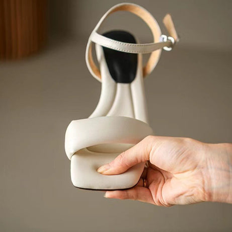 Women's Black Ankle Strap Buckle Sandals