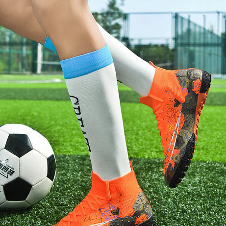 Men's Fly Knitting High-Top Football Turf Sports Shoes