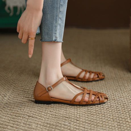 Women's Leather T-Shaped Sandals