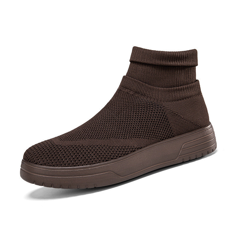 Men's Breathable Mesh High-Top Thick-Soled Shoes