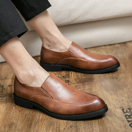 Men's Leather British Style Low-Top Loafers Shoes