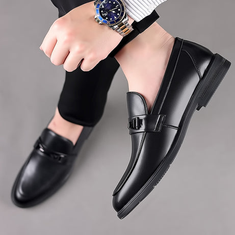 Men's Pointed Leather British Style Gentleman Shoes