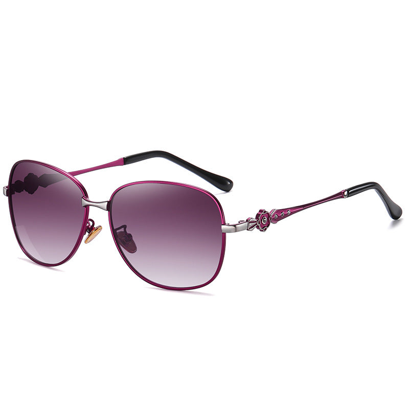 Women's Polarized Large Frame Metal Sunglasses