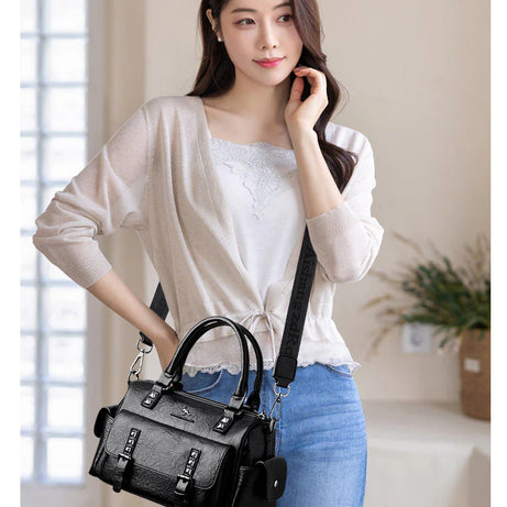 Women's Leather Trendy Shoulder Handbag