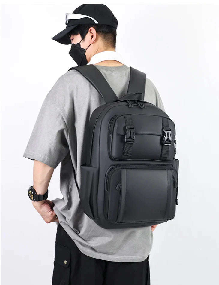 Men's Large Capacity Buckle Trendy Backpack