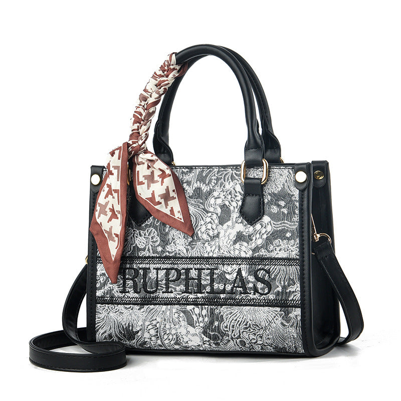 Women's Fashion Embroidery Handbag Large-Capacity Bag