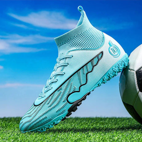 Men's Fly Knitting High-Top Fooball Turf Sports Shoes