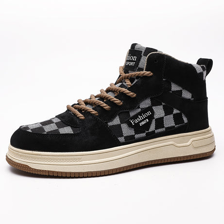 Men's High-Top Leather Casual Canvas Shoes