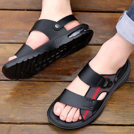 Men's Air cushion sole Leather Sandals (In Stock)