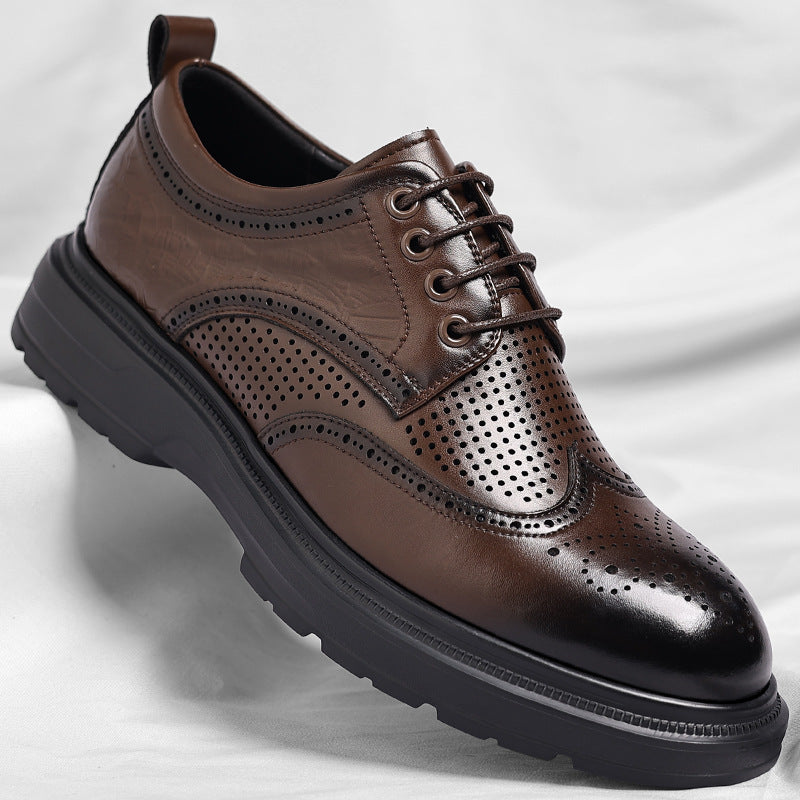 Men's Leather Block Engraved Formal Shoes