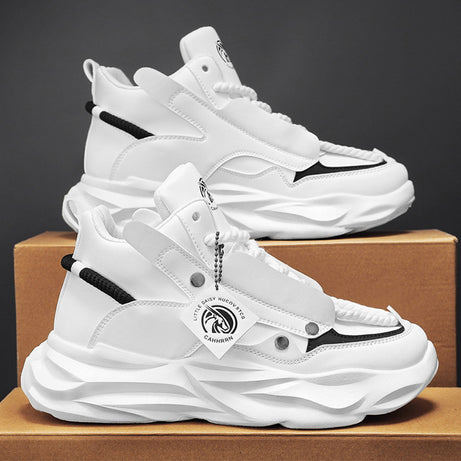 Men's Leather High-Top Chunky Casual Sneakers
