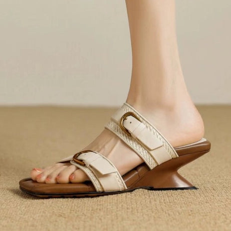 Women's High Heel Slides with Straps Slippers