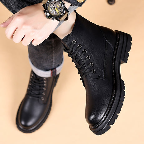 Men's Leather High-Top Fashionable Trendy Shoes