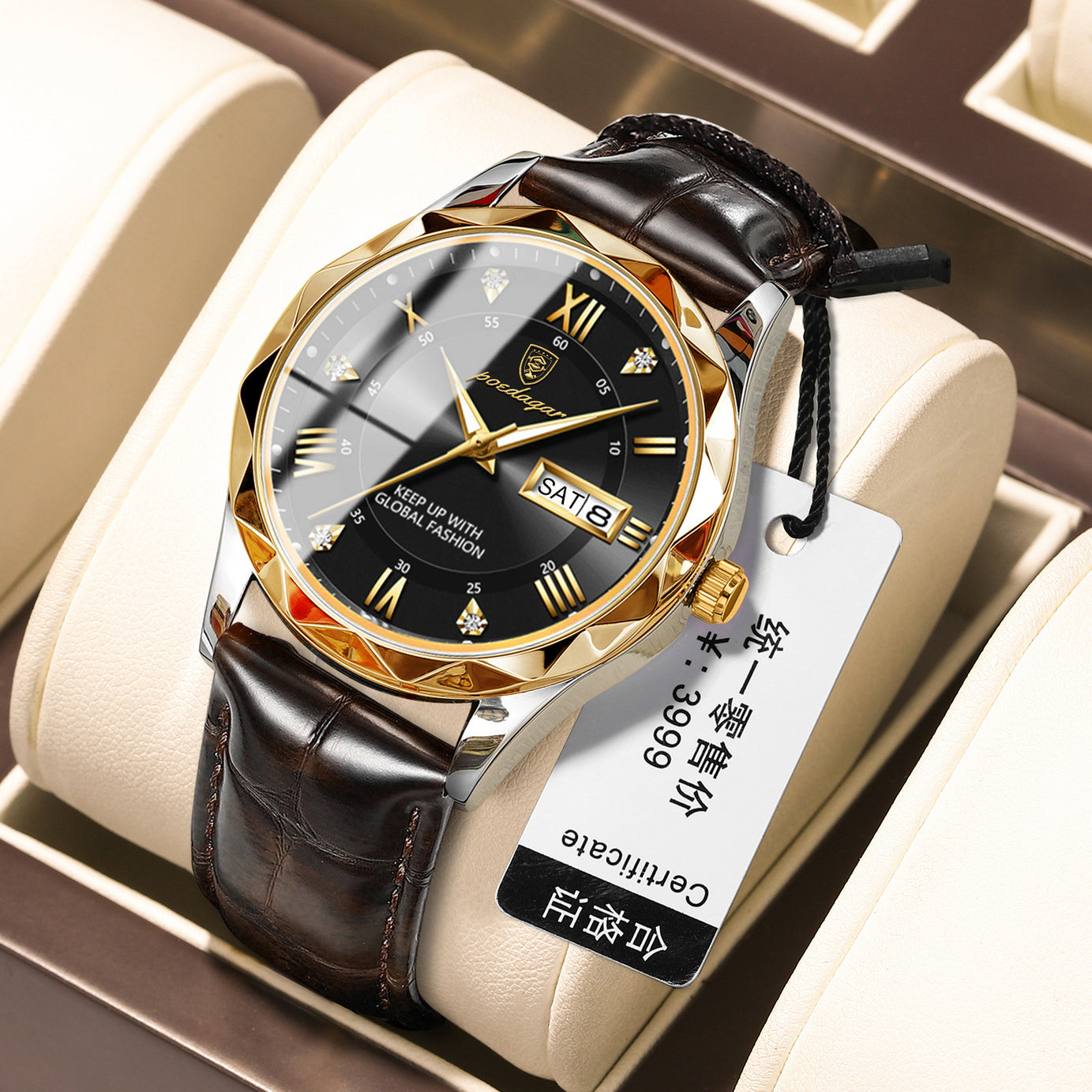 Men's Double Calendar Luminous Quartz Watch