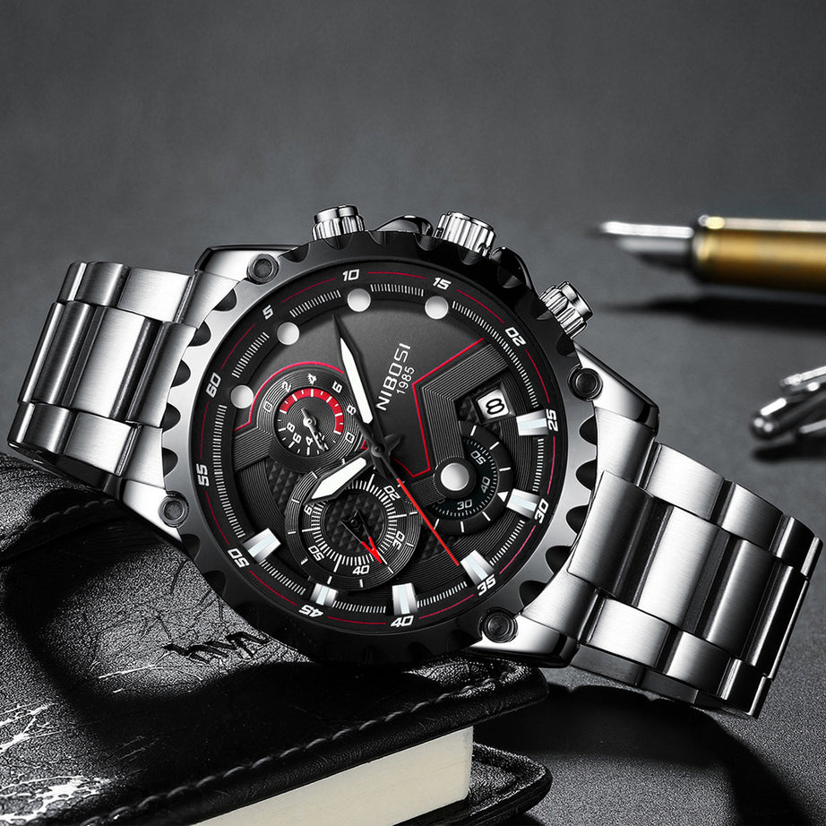 Men's  Waterproof Solid Steel Belt Watch