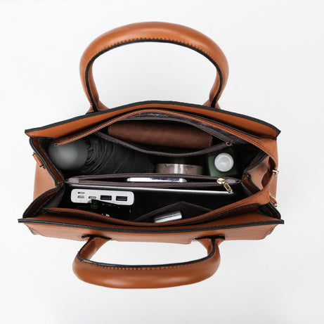 Women's Leather Shoulder Handbag Set