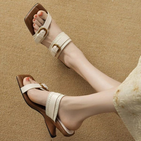 Women's High Heel Slides with Straps Slippers