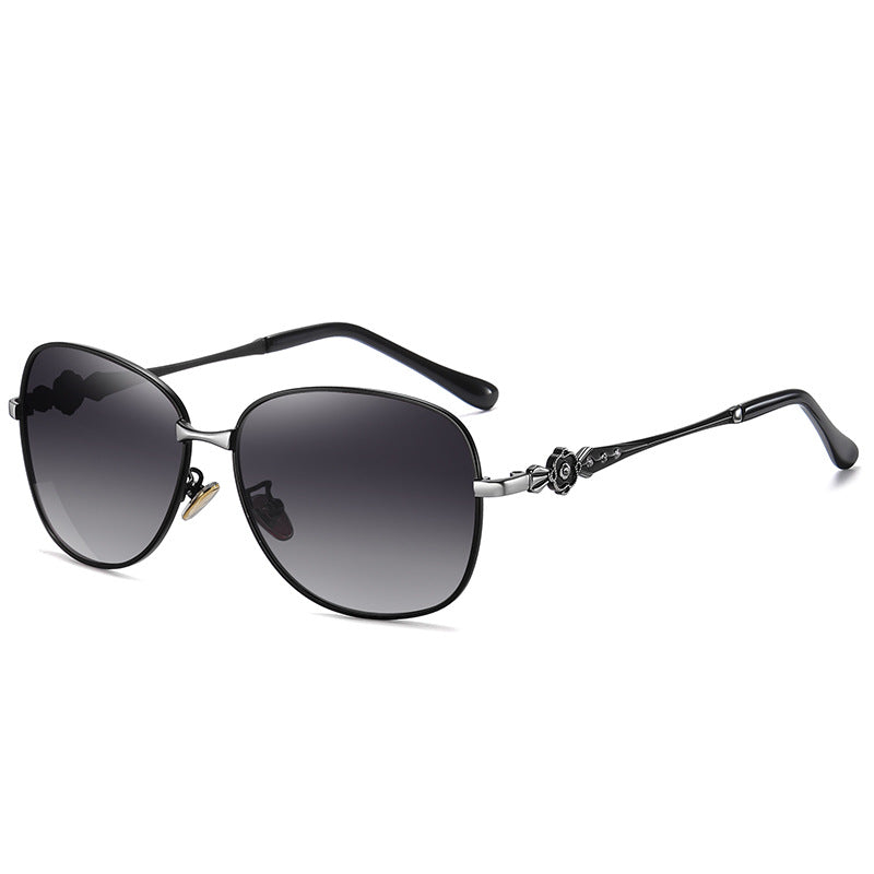 Women's Polarized Large Frame Metal Sunglasses