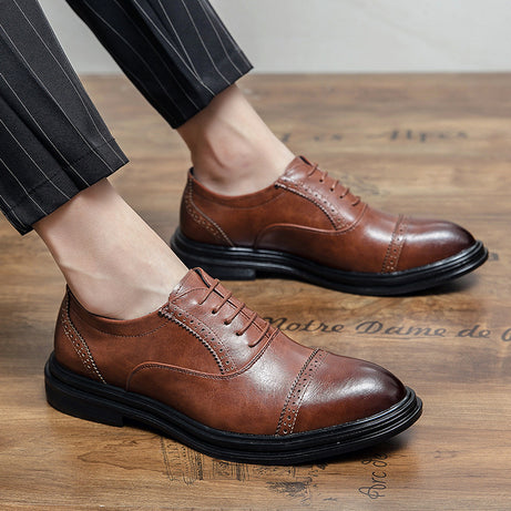 Men's Leather British Style Pointed Outdoor Shoes