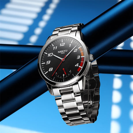 Men's Solid Steel Belt Double Snap Watch