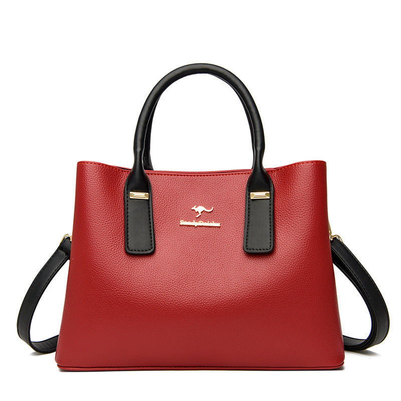 Women's Leather Double Magnetic Buckle Bag