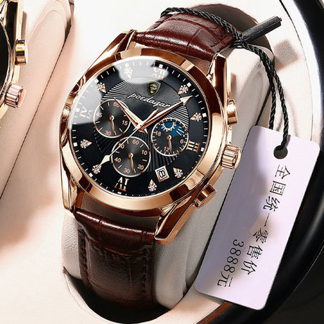 Men's Multi-functional Leather Band Watch