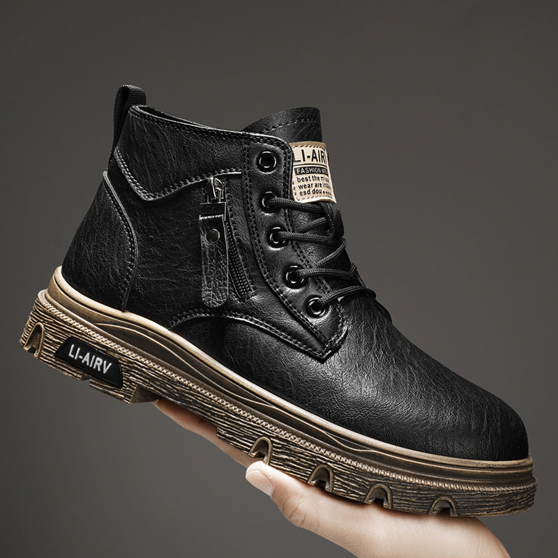 Men's Leather High-Top British Style Martin Boots