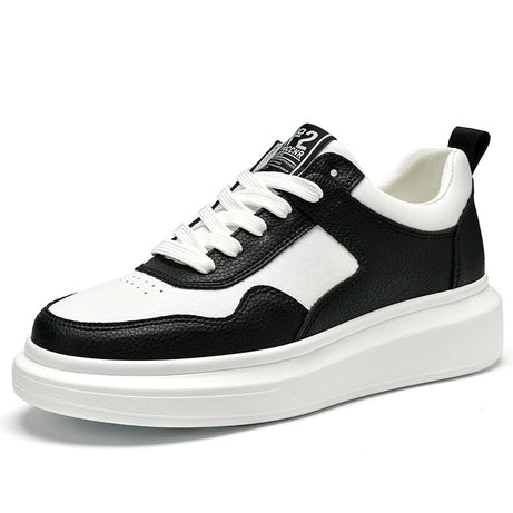 Men's Cowhide Leather Muffin Trendy Casual Sneakers