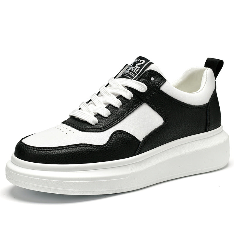 Men's Cowhide Leather Muffin Trendy Casual Sneakers
