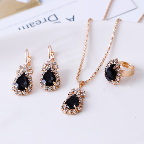 Women's Versatile Diamond Teardrop Necklace Set