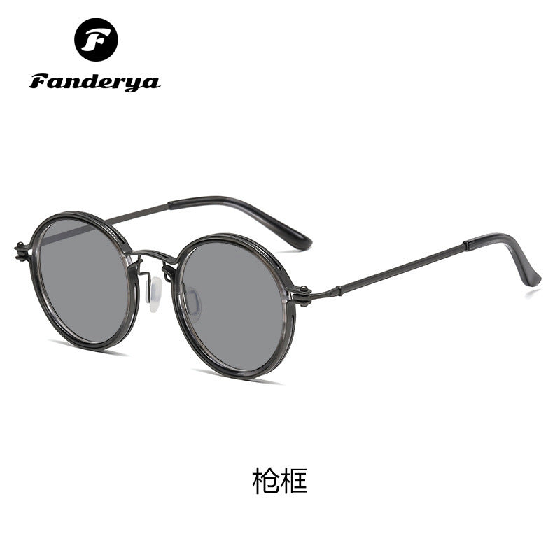 Men's Round Frame Retro Trendy Sunglasses