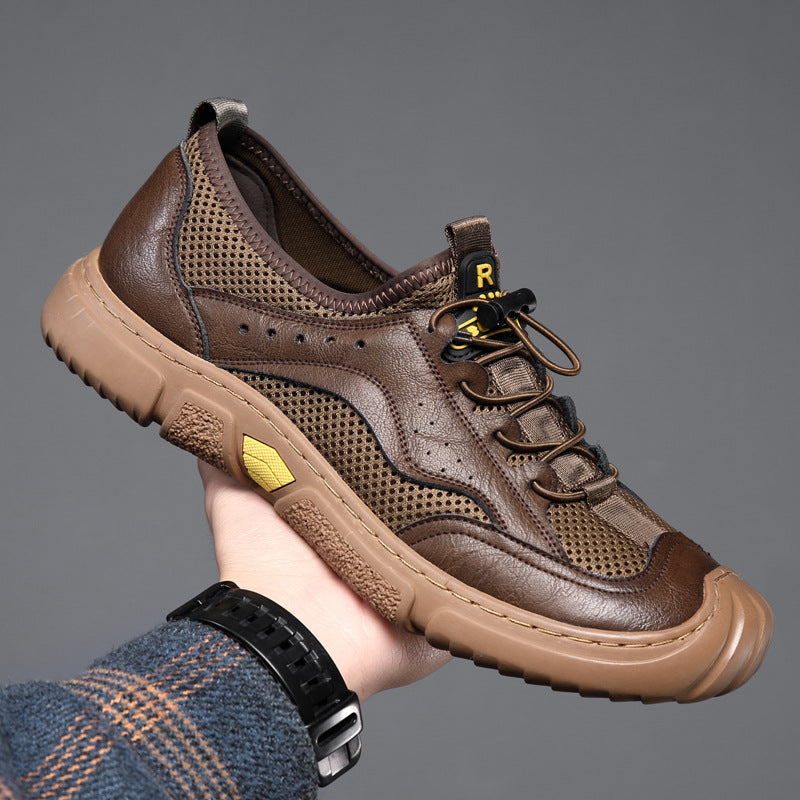 Men's Leather Hollow Soft Sole Casual Sandals