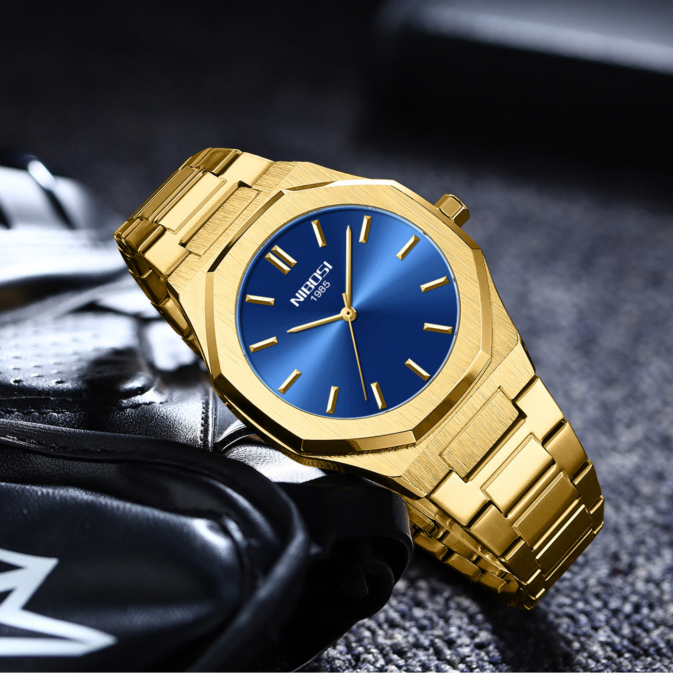 Men's Simple Rhombus Gold Watch