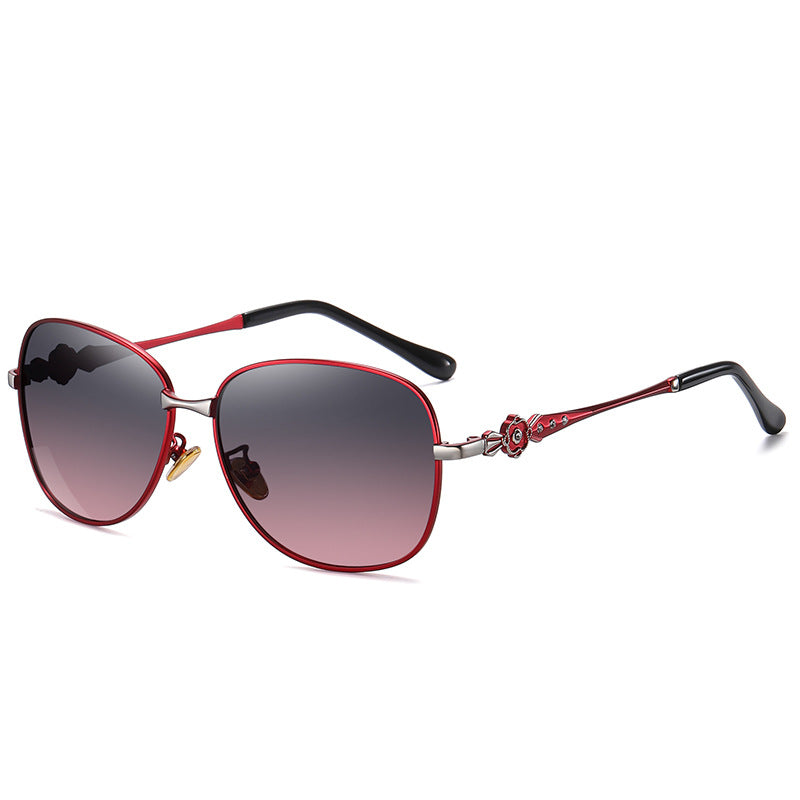 Women's Polarized Large Frame Metal Sunglasses