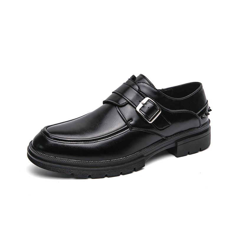 Men's Leather Buckle Rivet Leather Shoes