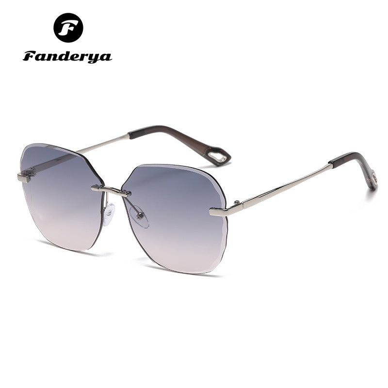 Men's Trimmed Retro Frameless Metal Sunglasses