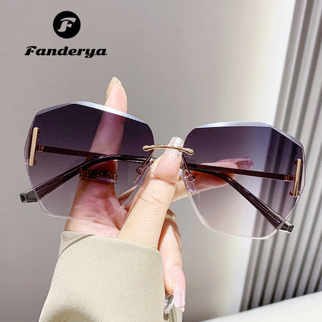 Women's Trendy Retro Style Rimless UV-proof Sunglasses