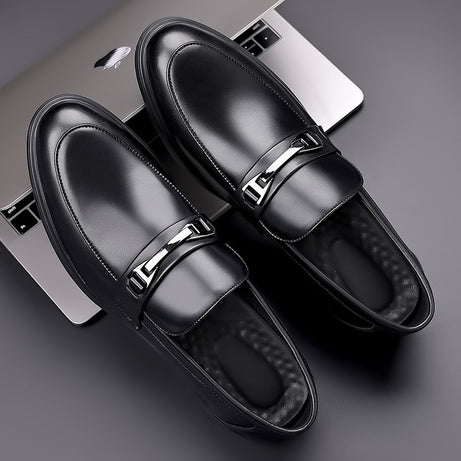 Men's Pointed Leather British Style Gentleman Shoes