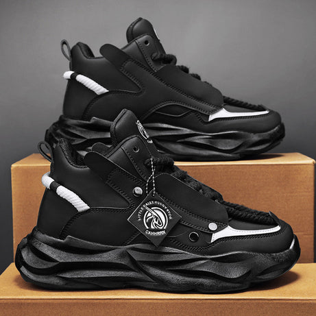 Men's Leather High-Top Chunky Casual Sneakers