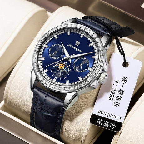 Men's  Diamond-encrusted Quartz Watch