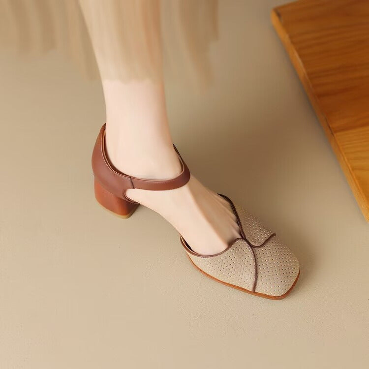 Women's Fashion Shallow Mouth Square Heels (In Stock)