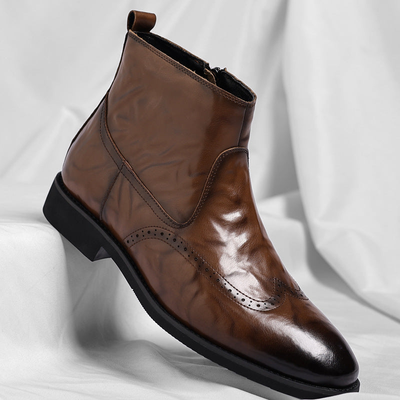 Men's Leather Chelsea Boots British style Shoes (In Stock)