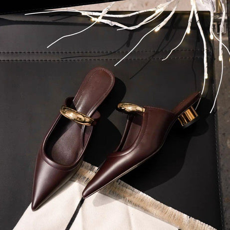 Women's Simple Pointed Müller Slippers (In Stock)