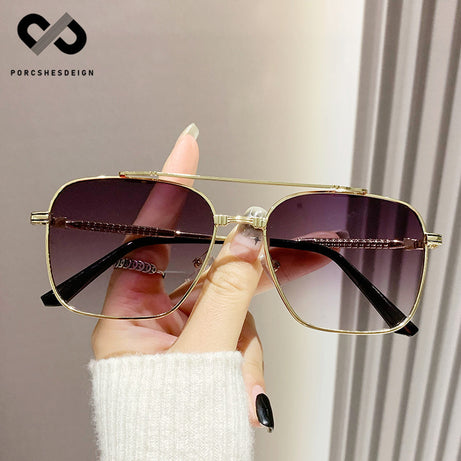 Women's  Metal Square  Large-frame UV-proof Sunglasses